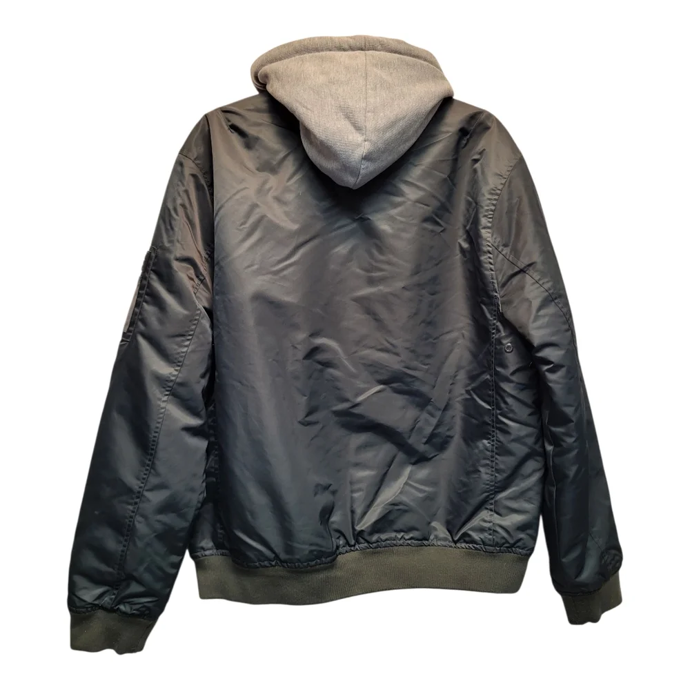 Jachs Olive Green Eli Bomber Jacket with Gray Hood And Orange Accents - Size L